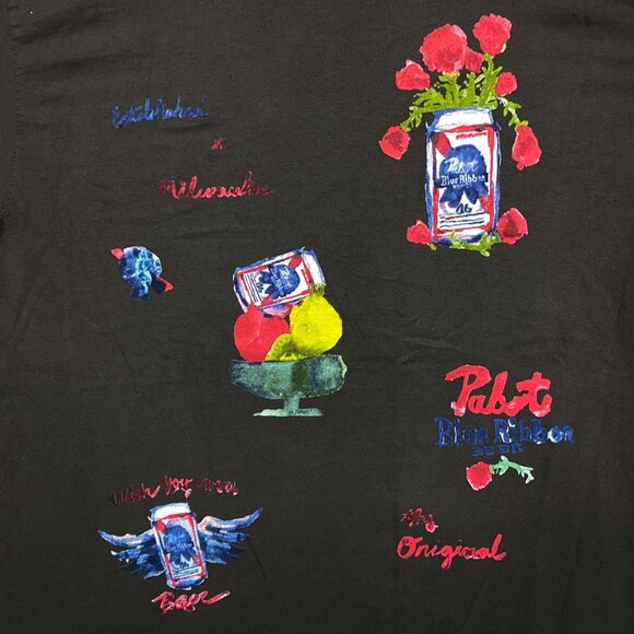 Pabst Blue Ribbon Beer Art Graphic T-Shirt Size Large - Picture 2 of 4